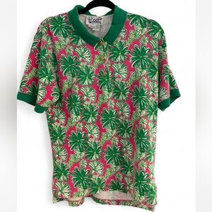 Vintage Lilly Pulitzer Pink and Green Floral Polo